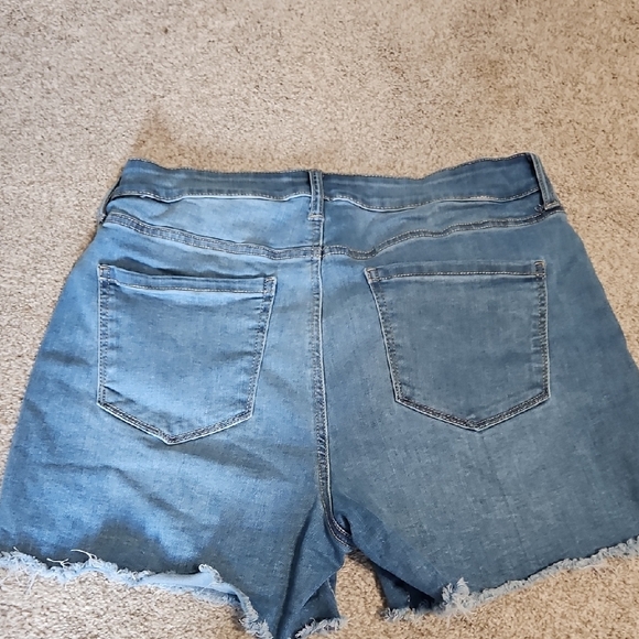 Nine West Blue Jean Shorts with Frayed Hem - Picture 2 of 4